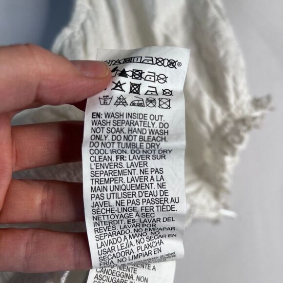 Billabong NWT White Smocked Waist Short Sleeve Vneck Crop Top Size Medium - Picture 9 of 10